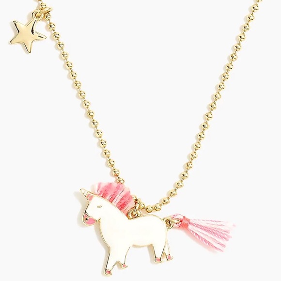 J.CREW Unicorn Necklace Pink White Enamal CrewCuts